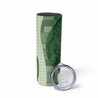 Polynesian Tribal Pattern Patchwork Picturesque Skinny Tumbler Sage Green