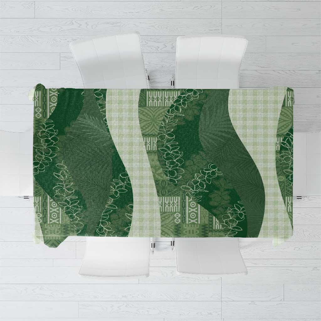 Polynesian Tribal Pattern Patchwork Picturesque Tablecloth Sage Green