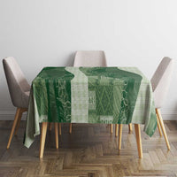 Polynesian Tribal Pattern Patchwork Picturesque Tablecloth Sage Green