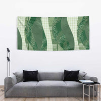 Polynesian Tribal Pattern Patchwork Picturesque Tapestry Sage Green