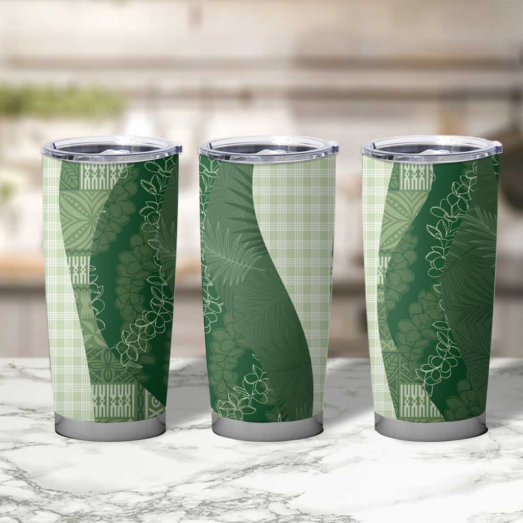 Polynesian Tribal Pattern Patchwork Picturesque Tumbler Cup Sage Green