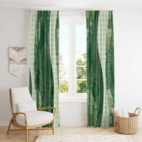 Polynesian Tribal Pattern Patchwork Picturesque Window Curtain Sage Green