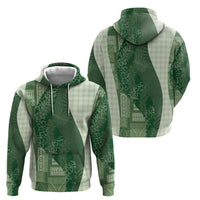 Polynesian Tribal Pattern Patchwork Picturesque Zip Hoodie Sage Green