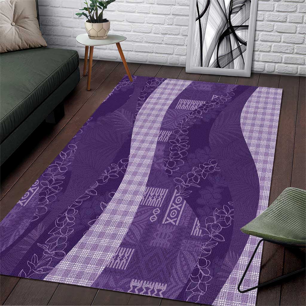 Polynesian Tribal Pattern Patchwork Picturesque Area Rug Deep Violet