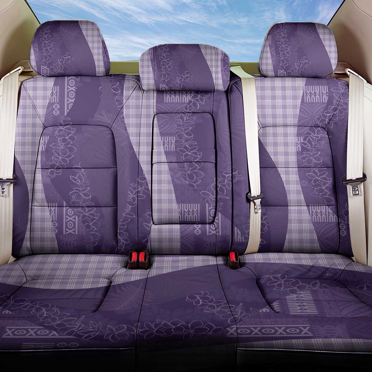 Polynesian Tribal Pattern Patchwork Picturesque Back Car Seat Cover Deep Violet