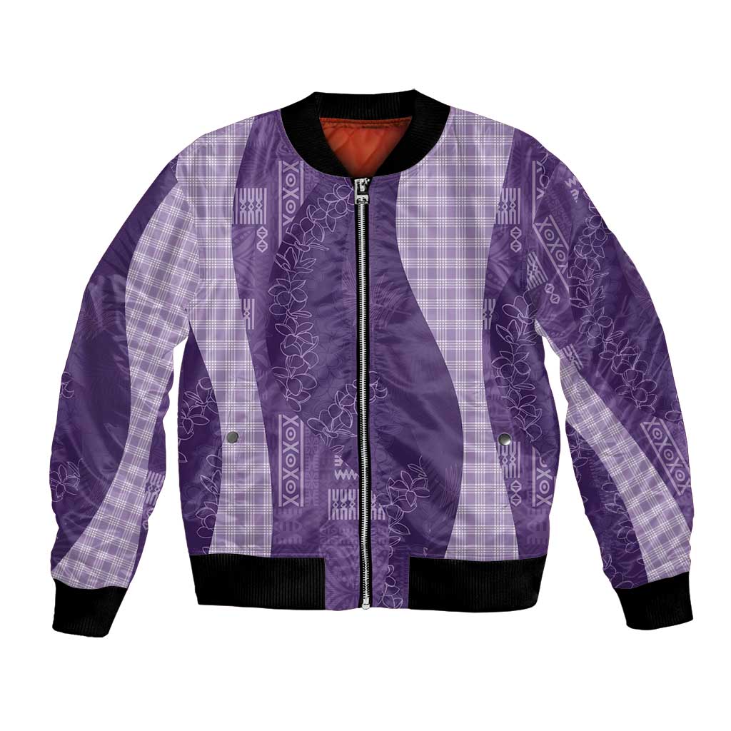 Polynesian Tribal Pattern Patchwork Picturesque Bomber Jacket Deep Violet LT7 Unisex Violet - Polynesian Pride