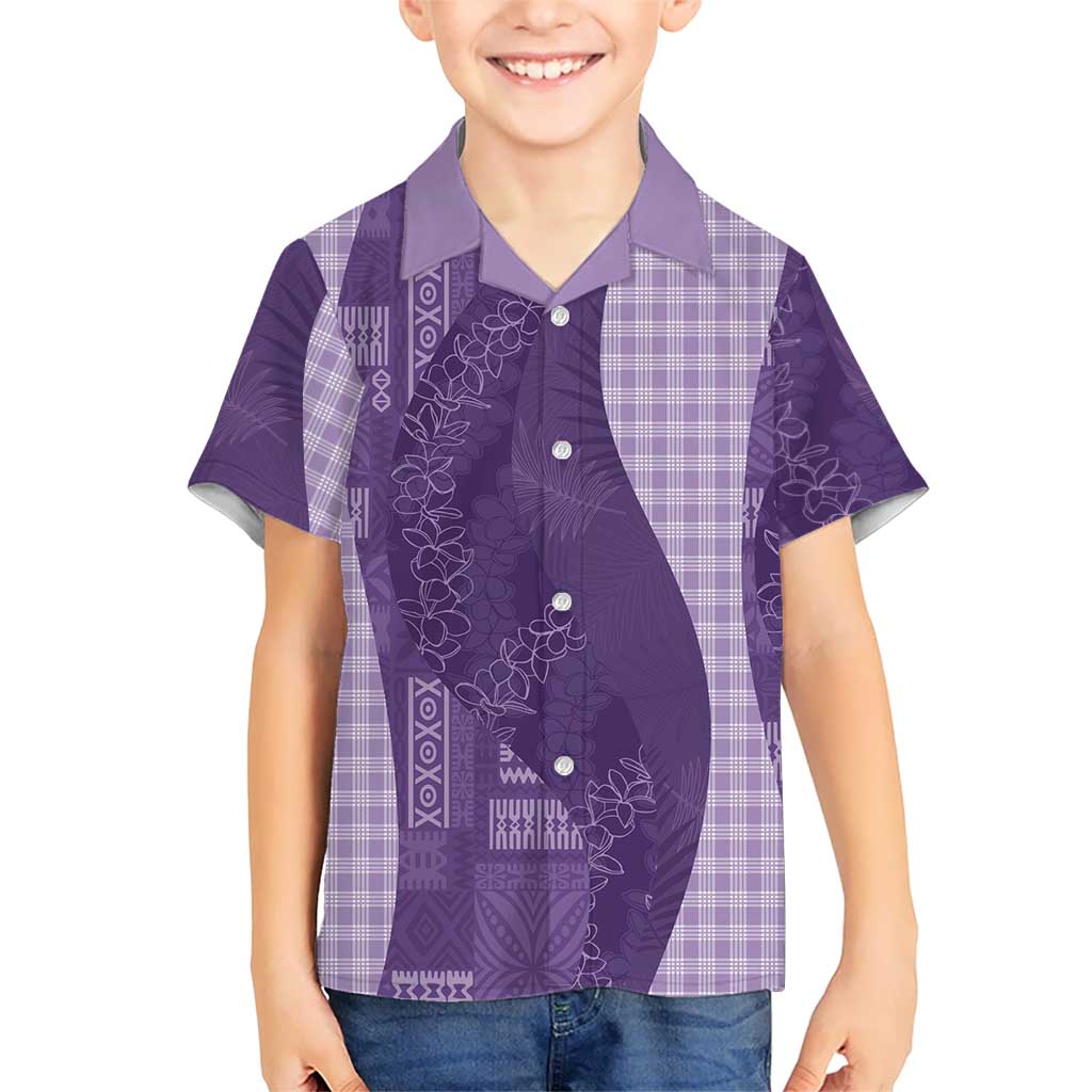 Polynesian Tribal Pattern Patchwork Picturesque Hawaiian Shirt Deep Violet