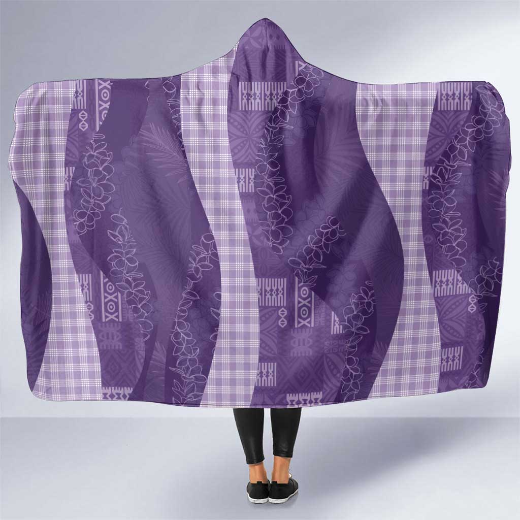 Polynesian Tribal Pattern Patchwork Picturesque Hooded Blanket Deep Violet