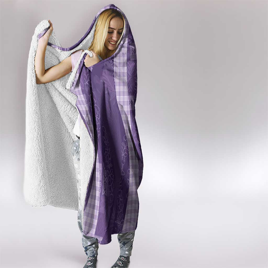 Polynesian Tribal Pattern Patchwork Picturesque Hooded Blanket Deep Violet