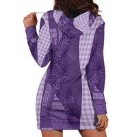 Polynesian Tribal Pattern Patchwork Picturesque Hoodie Dress Deep Violet