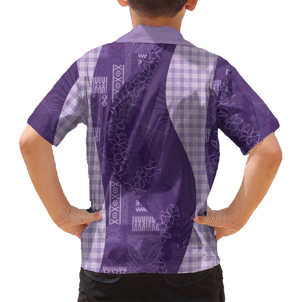 Polynesian Tribal Pattern Patchwork Picturesque Kid Hawaiian Shirt Deep Violet