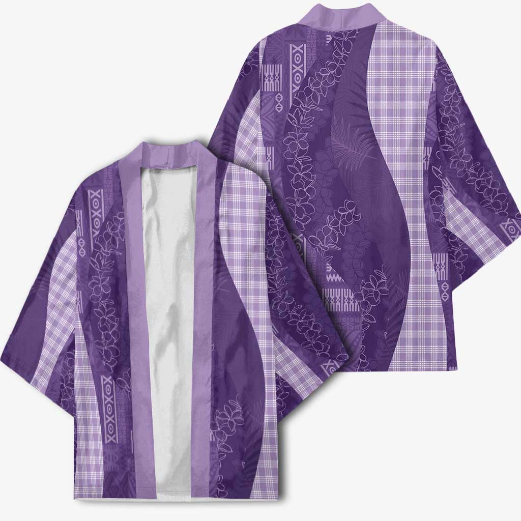 Polynesian Tribal Pattern Patchwork Picturesque Kimono Deep Violet