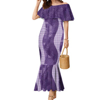 Polynesian Tribal Pattern Patchwork Picturesque Mermaid Dress Deep Violet