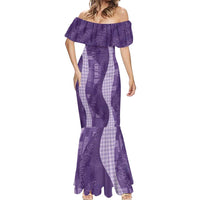 Polynesian Tribal Pattern Patchwork Picturesque Mermaid Dress Deep Violet