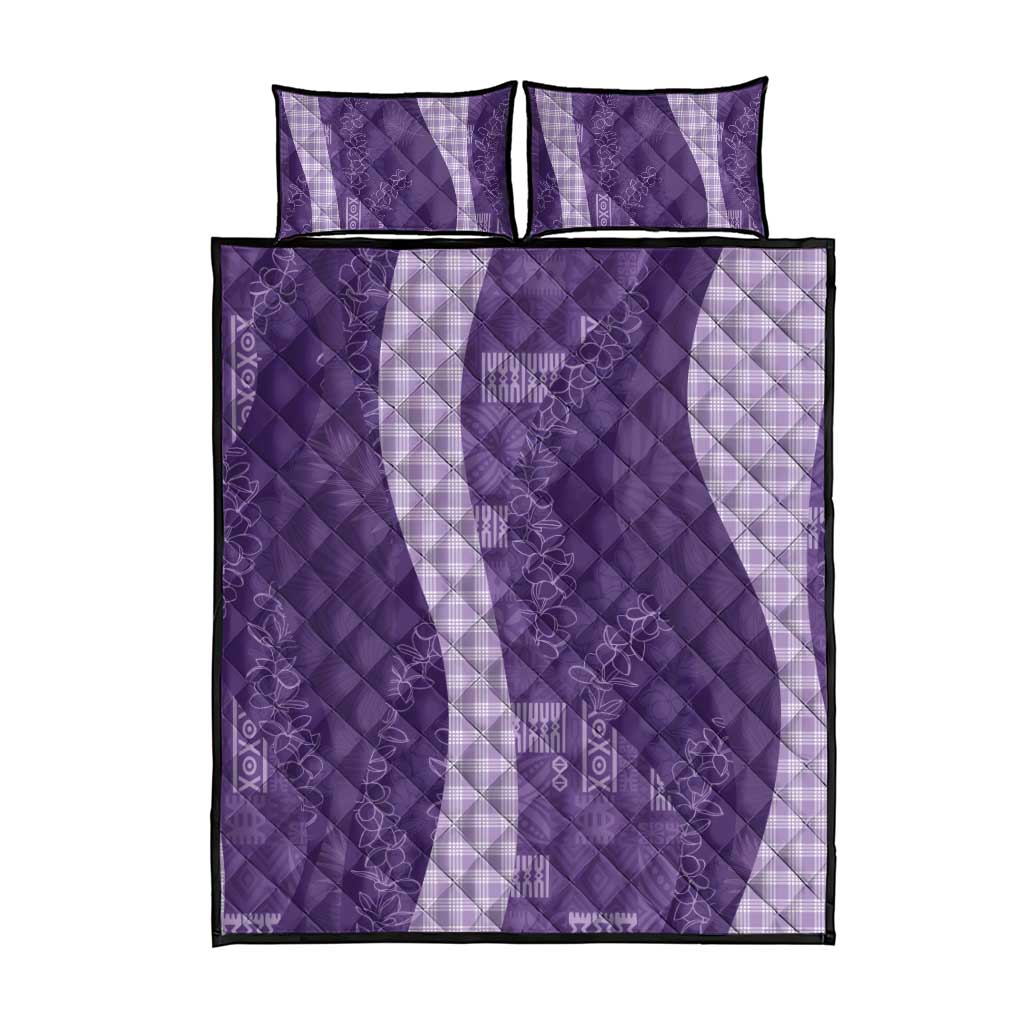 Polynesian Tribal Pattern Patchwork Picturesque Quilt Bed Set Deep Violet