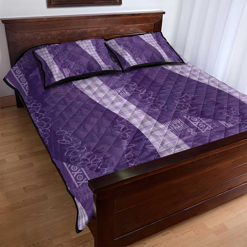 Polynesian Tribal Pattern Patchwork Picturesque Quilt Bed Set Deep Violet