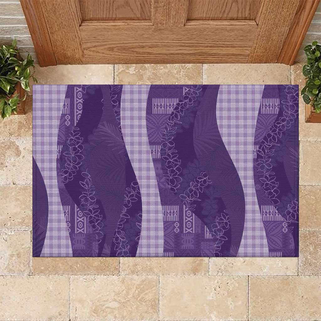 Polynesian Tribal Pattern Patchwork Picturesque Rubber Doormat Deep Violet