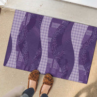 Polynesian Tribal Pattern Patchwork Picturesque Rubber Doormat Deep Violet