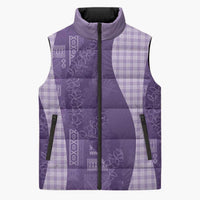 Polynesian Tribal Pattern Patchwork Picturesque Sleeveless Puffer Jacket Deep Violet