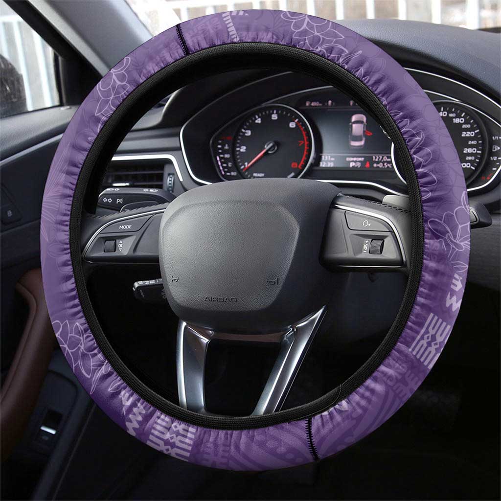 Polynesian Tribal Pattern Patchwork Picturesque Steering Wheel Cover Deep Violet
