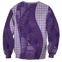 Polynesian Tribal Pattern Patchwork Picturesque Sweatshirt Deep Violet