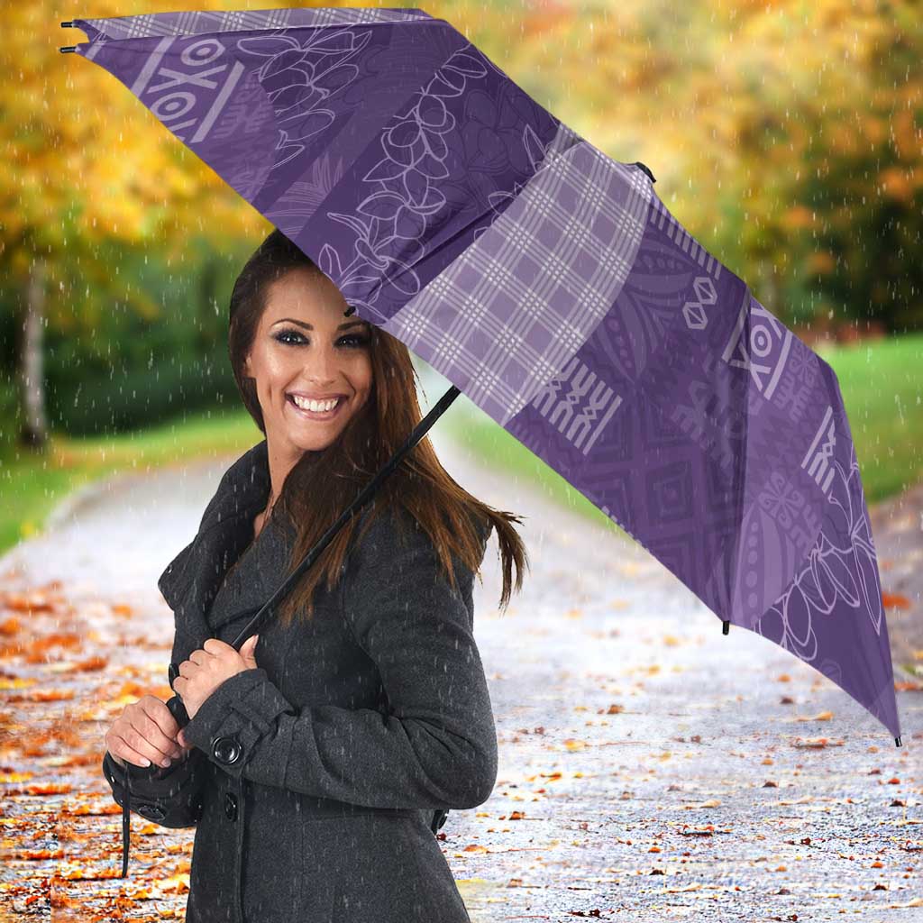 Polynesian Tribal Pattern Patchwork Picturesque Umbrella Deep Violet