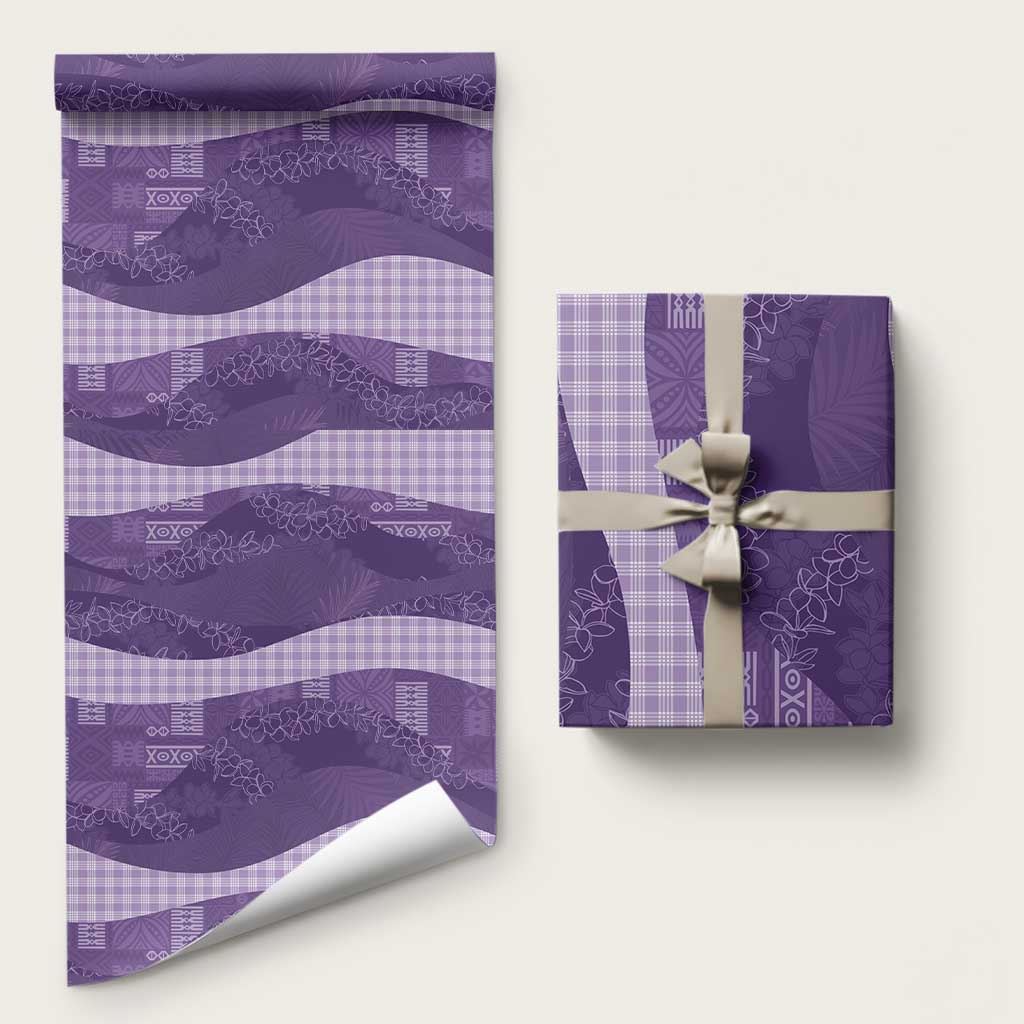 Polynesian Tribal Pattern Patchwork Picturesque Wrapping Paper Deep Violet