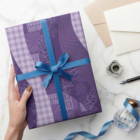 Polynesian Tribal Pattern Patchwork Picturesque Wrapping Paper Deep Violet