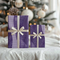 Polynesian Tribal Pattern Patchwork Picturesque Wrapping Paper Deep Violet