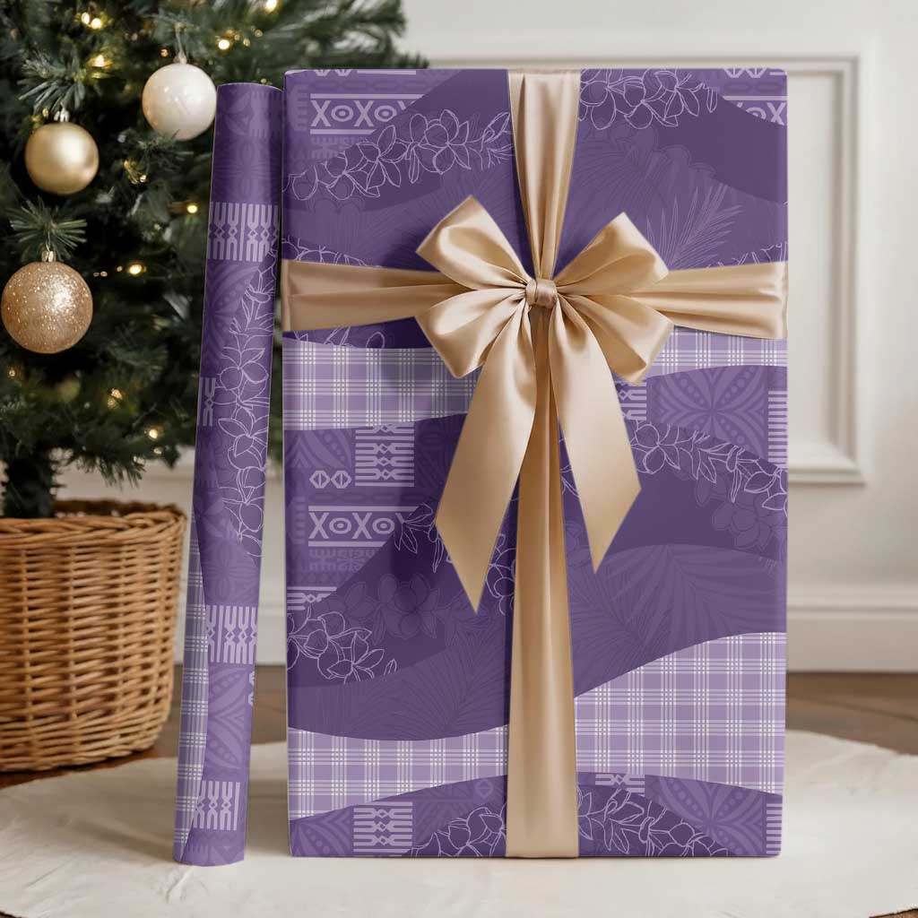 Polynesian Tribal Pattern Patchwork Picturesque Wrapping Paper Deep Violet