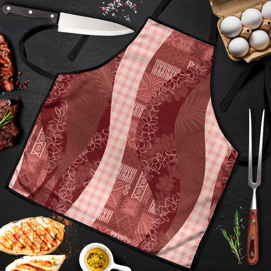 Polynesian Tribal Pattern Patchwork Picturesque Apron Crimson