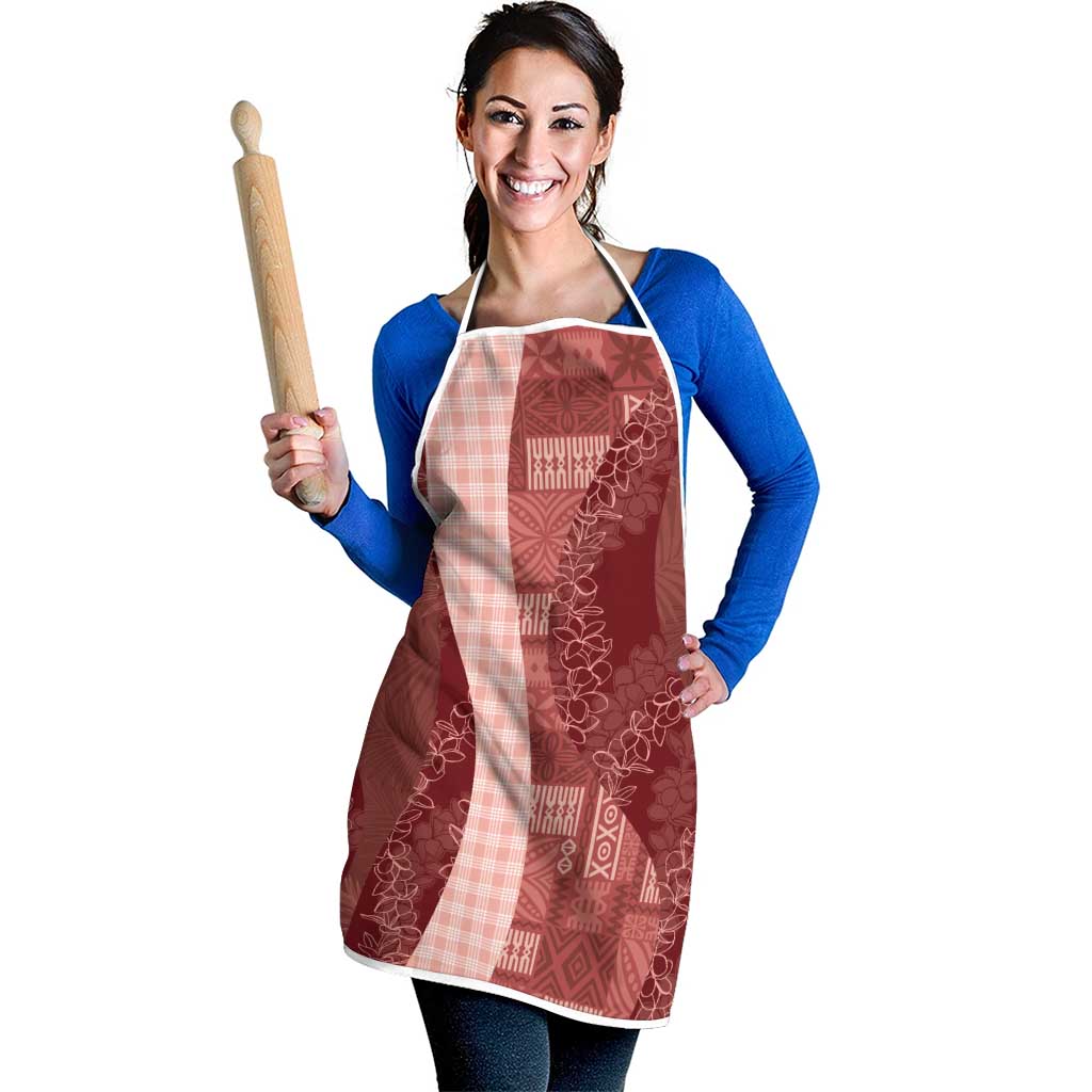 Polynesian Tribal Pattern Patchwork Picturesque Apron Crimson