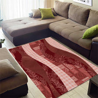 Polynesian Tribal Pattern Patchwork Picturesque Area Rug Crimson