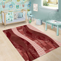 Polynesian Tribal Pattern Patchwork Picturesque Area Rug Crimson