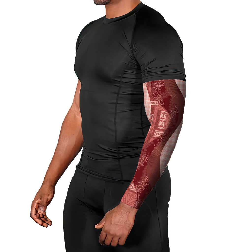 Polynesian Tribal Pattern Patchwork Picturesque Arm Sleeves Crimson