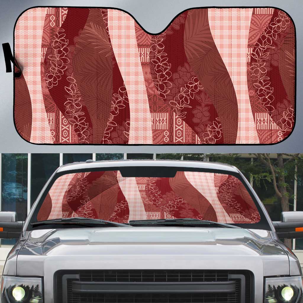 Polynesian Tribal Pattern Patchwork Picturesque Auto Sun Shade Crimson