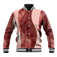 Polynesian Tribal Pattern Patchwork Picturesque Baseball Jacket Crimson