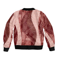 Polynesian Tribal Pattern Patchwork Picturesque Bomber Jacket Crimson