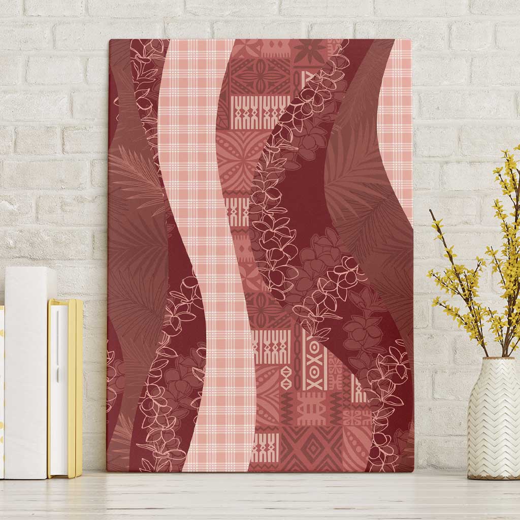 Polynesian Tribal Pattern Patchwork Picturesque Canvas Wall Art Crimson