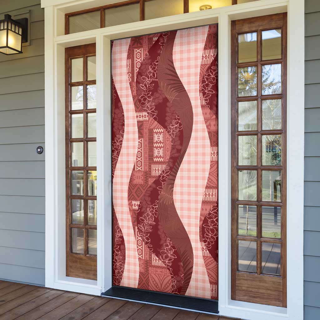 Polynesian Tribal Pattern Patchwork Picturesque Door Cover Crimson
