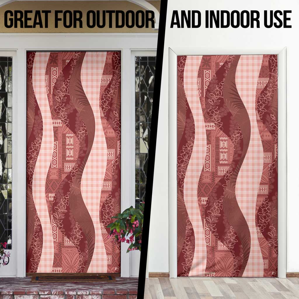 Polynesian Tribal Pattern Patchwork Picturesque Door Cover Crimson