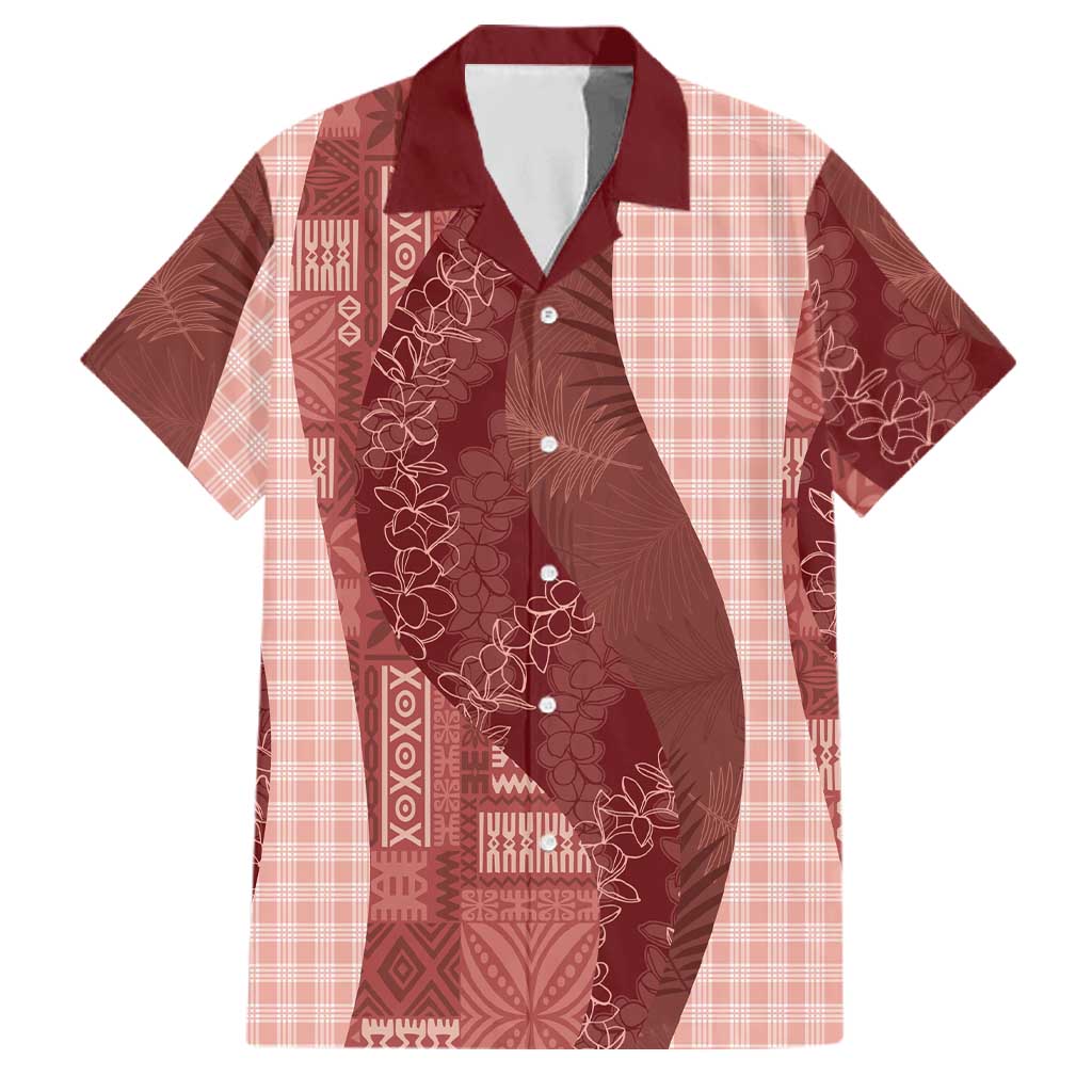 Polynesian Tribal Pattern Patchwork Picturesque Family Matching Mermaid Dress and Hawaiian Shirt Crimson
