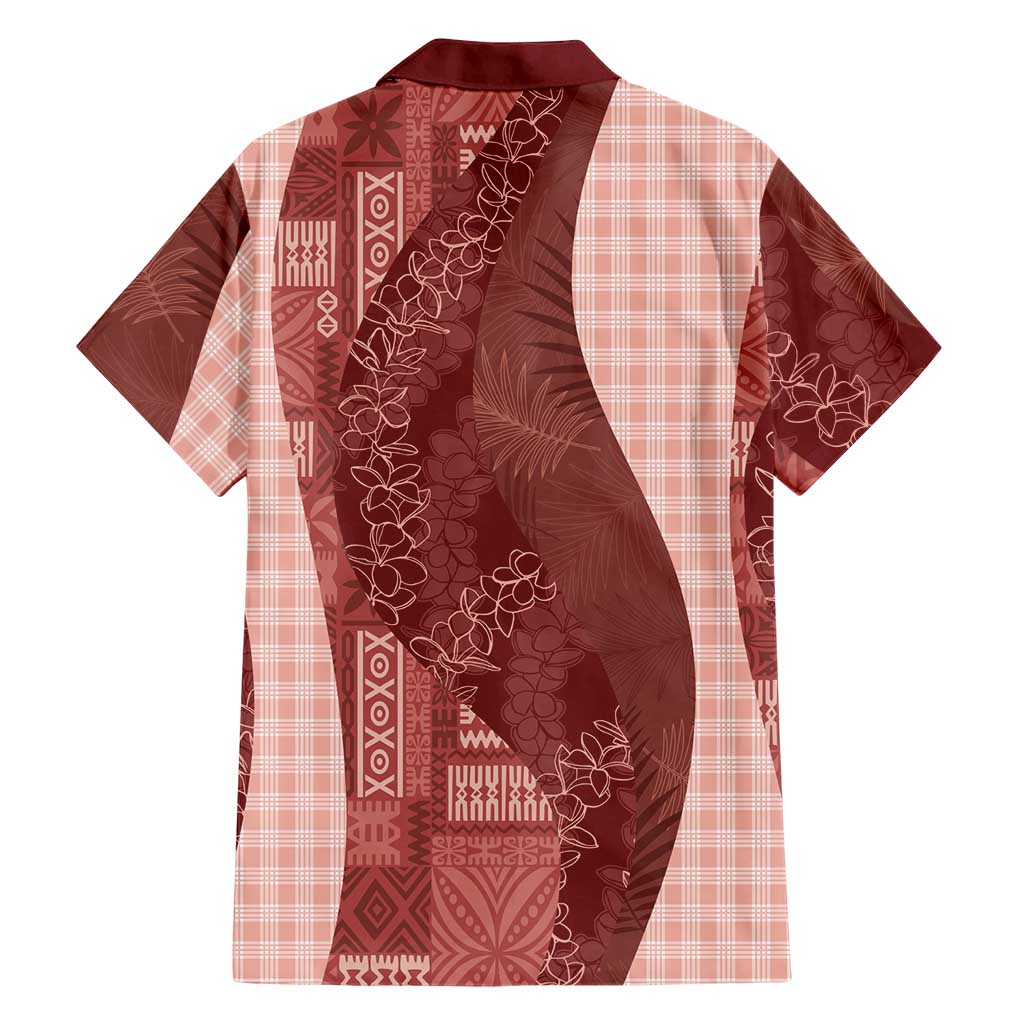 Polynesian Tribal Pattern Patchwork Picturesque Family Matching Mermaid Dress and Hawaiian Shirt Crimson