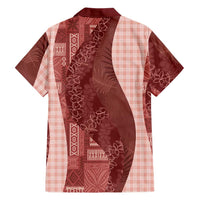 Polynesian Tribal Pattern Patchwork Picturesque Family Matching Mermaid Dress and Hawaiian Shirt Crimson