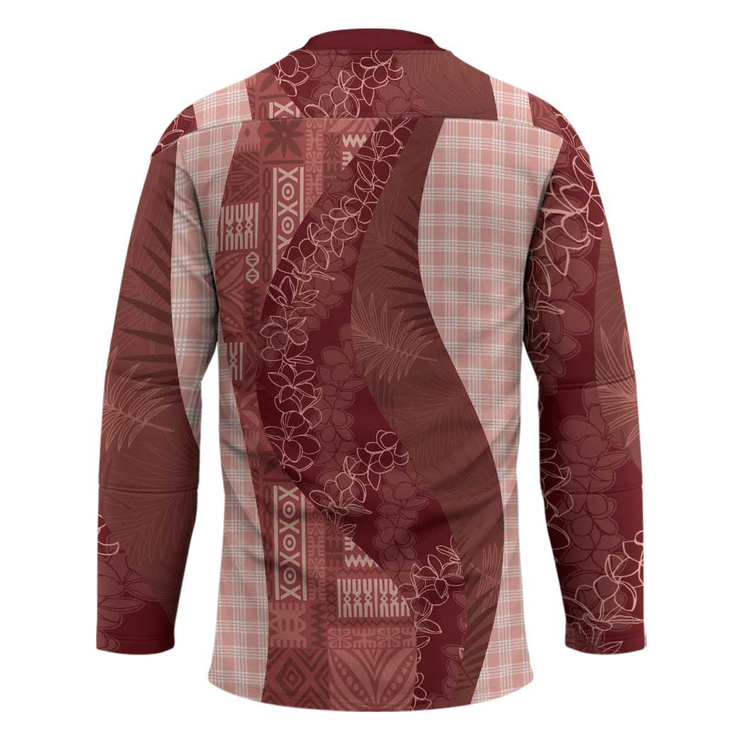 Polynesian Tribal Pattern Patchwork Picturesque Hockey Jersey Crimson