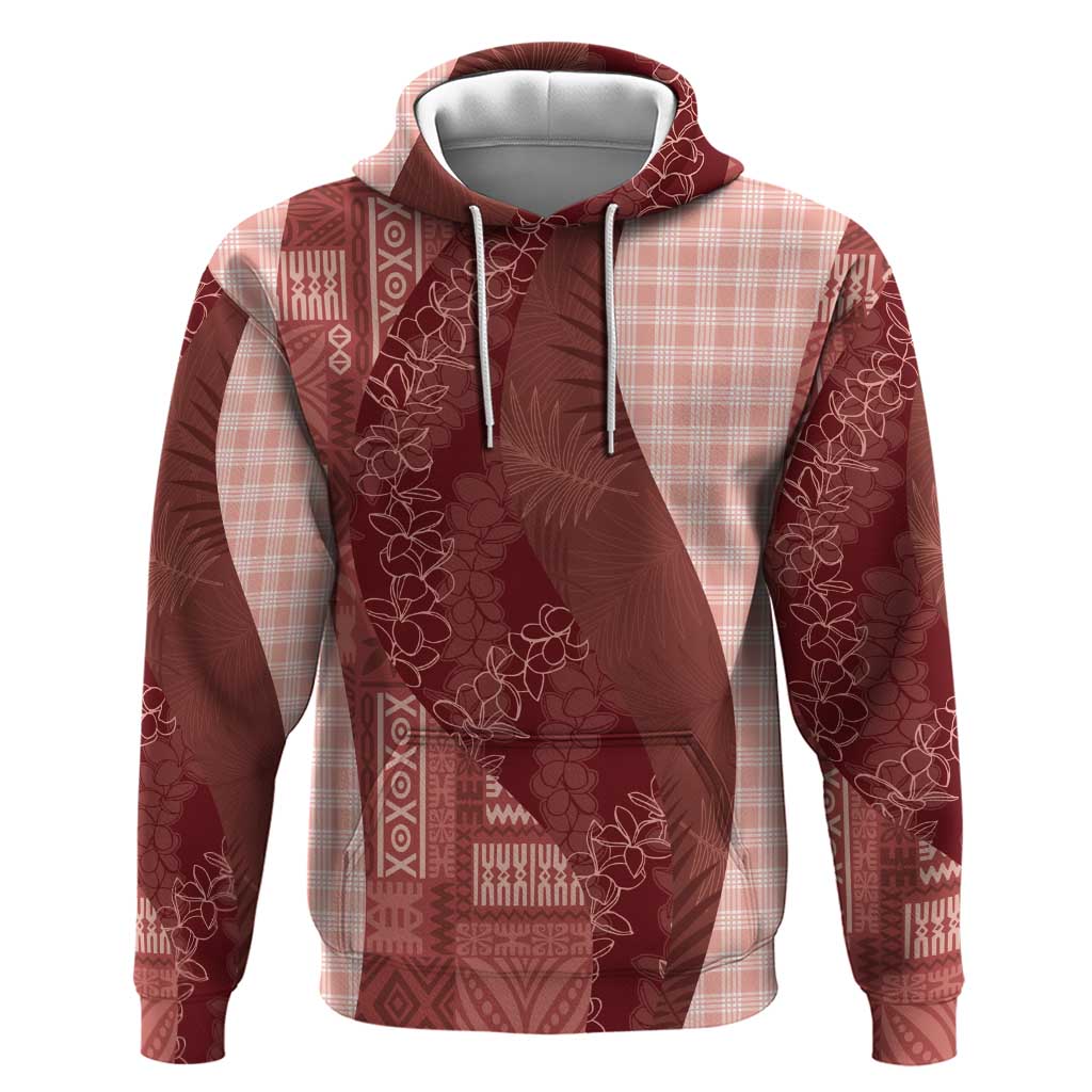 Polynesian Tribal Pattern Patchwork Picturesque Hoodie Crimson