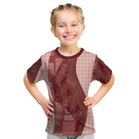 Polynesian Tribal Pattern Patchwork Picturesque Kid T Shirt Crimson