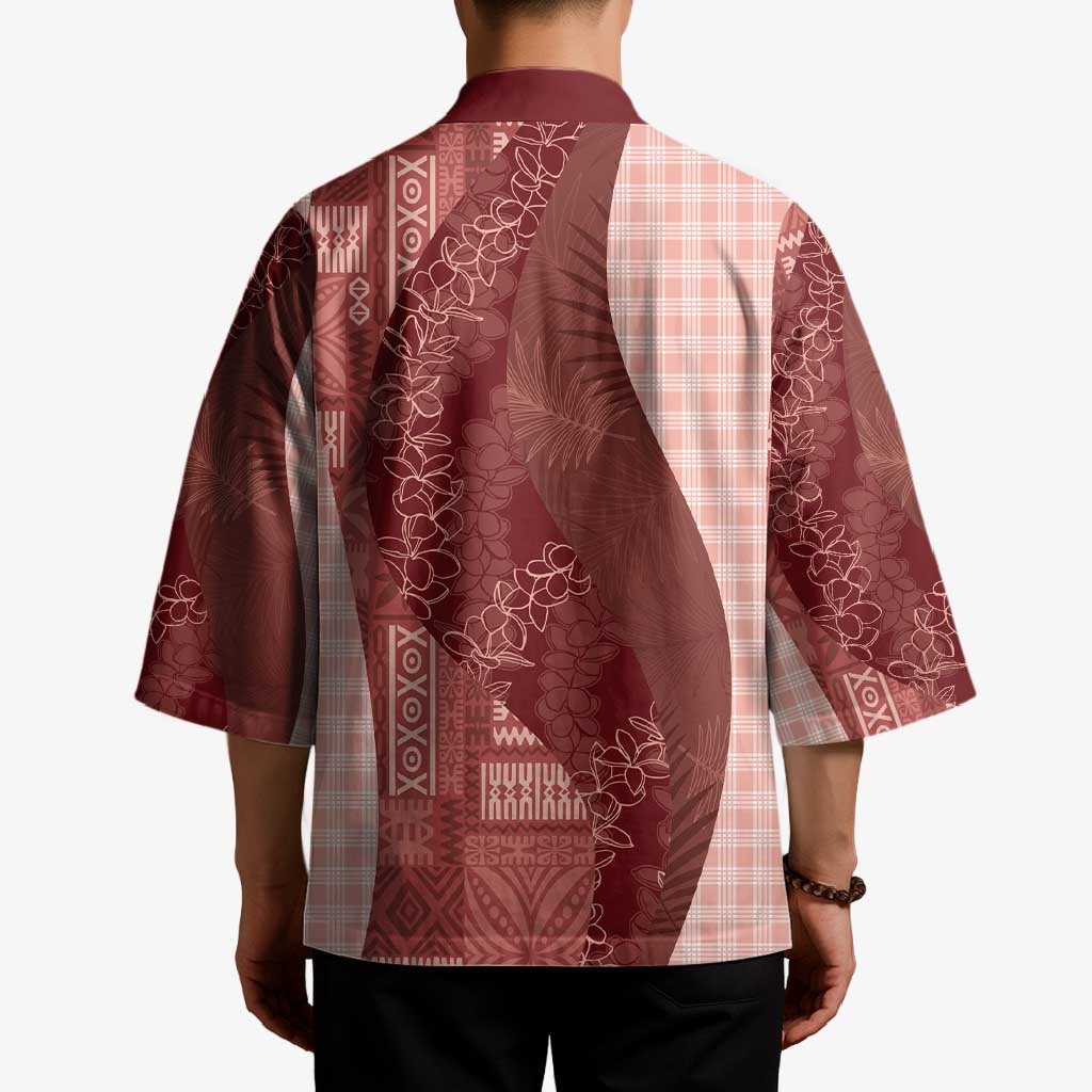 Polynesian Tribal Pattern Patchwork Picturesque Kimono Crimson