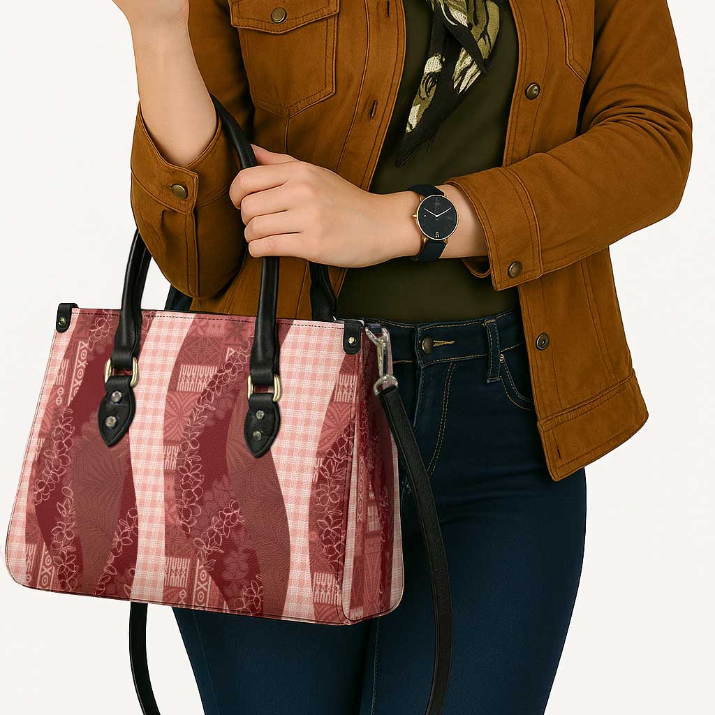 Polynesian Tribal Pattern Patchwork Picturesque Leather Bag Crimson