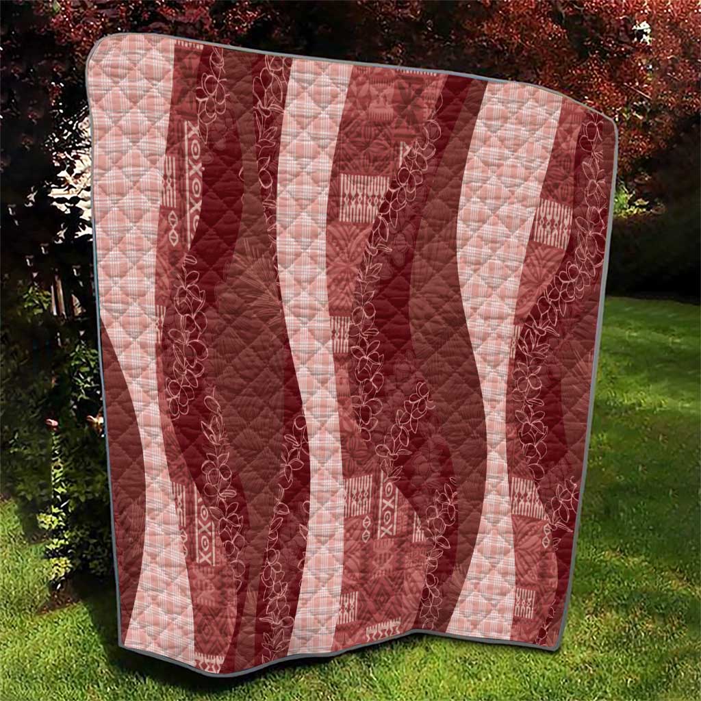 Polynesian Tribal Pattern Patchwork Picturesque Quilt Crimson